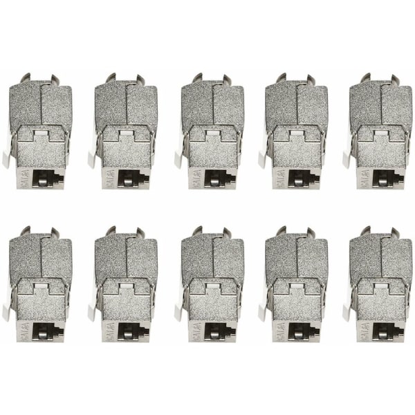 10 stk RJ45 Cat6A Keystone Jack-modul Grad Skjold RJ45 Socket Termineringsverktøy