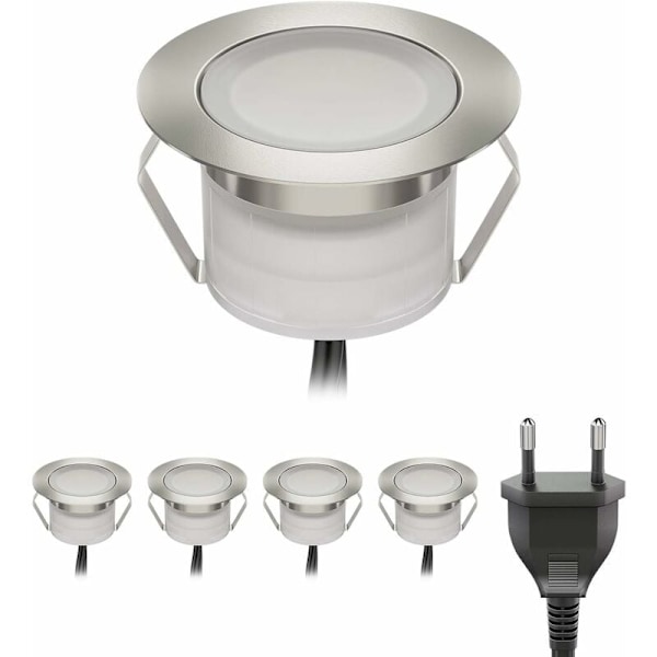 BIMI LED-nedgrävd golvspotlight för utomhus, varmvit, 50 lm vardera, IP67, 45 mm Ø Set om 5