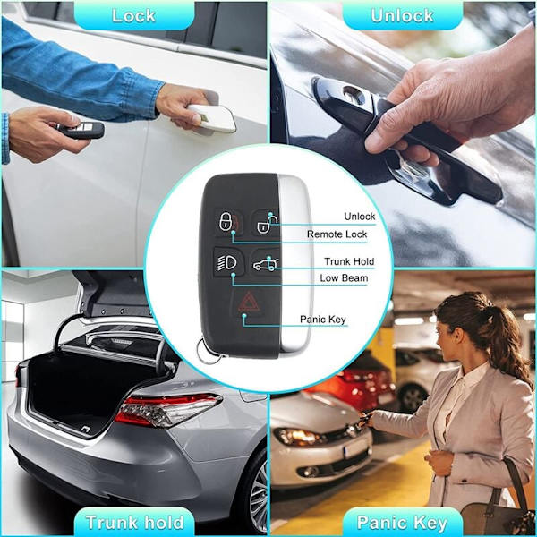 5 knappar smart fjärrkontroll nyckel fob KOBJTF10A ID49 chip för Evoque Sport LR2 LR4 2012-2017, 433MHz