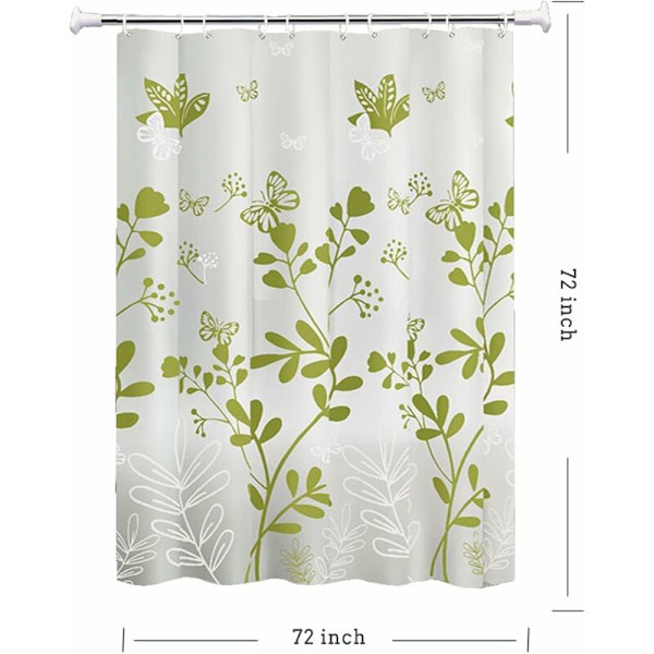 Duschdraperifoder, Butterfly Green PEVA Duschfoder, Giftfri och luktfri plast Vattentäta Duschdraperier, 72 x 72 tum med öljetthål
