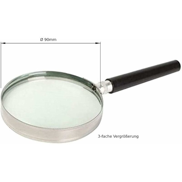 Sett med 2 store leseluper, 90 mm glass, lett og robust, for eldre og studenter, 3x forstørrelse HIASDFLS
