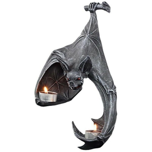 Fladdermus Vägg Tealight Hållare, Ljusstake, Gotisk Halloween Väggdekor för Hem och Kontor