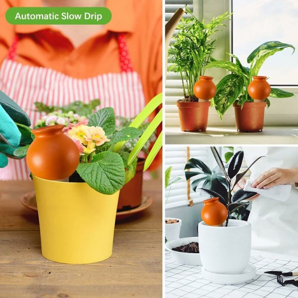 4-pakning terrakotta selvvanningspigger, plantevanningspigger, 430 ml dekorative selvvanningspigger, automatiske dryppspisser for potteplanter innendørs
