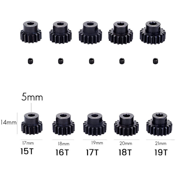 M1 5mm 11T Svart Stål Metall Kugghjul Motorväxel för 1/10 Rc Modellbil