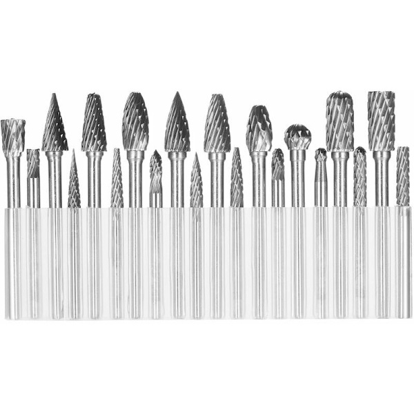 Dobbelt Slebne Karbid Rotationsfiler 1/8\" Skaft 1/4\" og 1/8\" Hovedstørrelse Wolfram Stål Rotationsfiler Sliber Bits til Træbearbejdning Boring Metal Udsmykning E