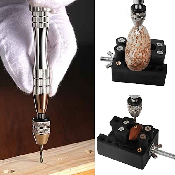 Mini Handborr med 10 Mikroborr 0,8mm-3,0mm Vridborr Mini Mikro Handborrverktyg för Modell Valnöt Amber Oliv Nötter