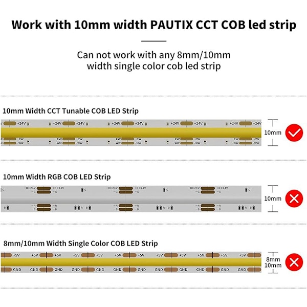 10mm Koblinger for CCT COB Lys 3-Pols Loddefrie Terminal Forlengelsestilkoblingssett