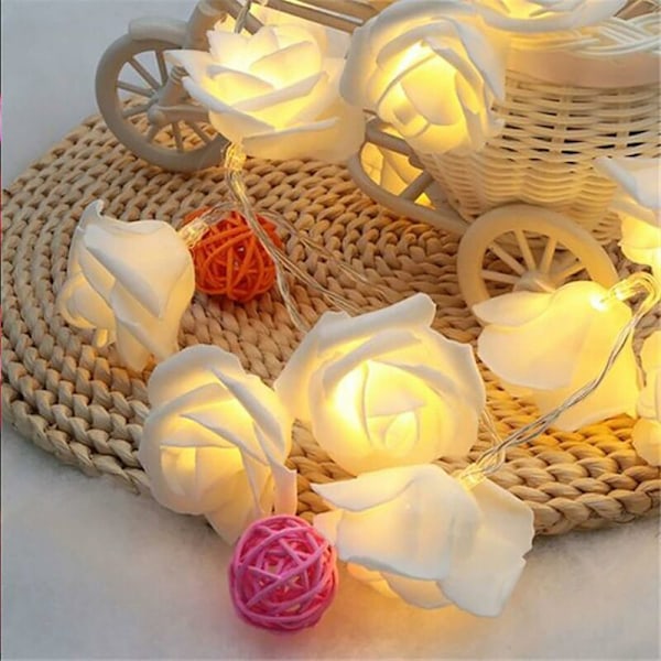 Luminous Rose 3M 20 LED Batteridrevet Lysblomst Dekoration Romantisk Atmosfære til Indendørs Hjem Have Soveværelse Bryllup Fest Valentinsdag Ch