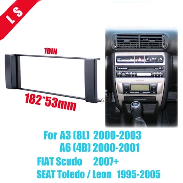 2X Fascia 1 Din Ramme Til - A3 8L A6 4B Seat Toledo Scudo Stereo Facia Plade Instrumentbræt CD Trim DIN Radio Cover