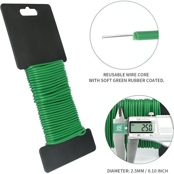 2,5 mm Havewire, 2 stk. 10 m Havewire, Havebånd til Planter, Bløde Plantebånd