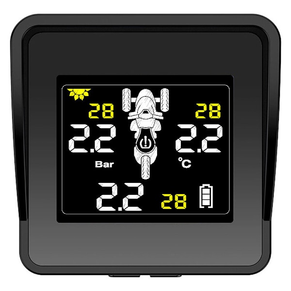 Solcellsbaserat trådlöst däcktrycksövervakningssystem TPMS däcktrycksmätare för LCD-display 3 externa sensorer