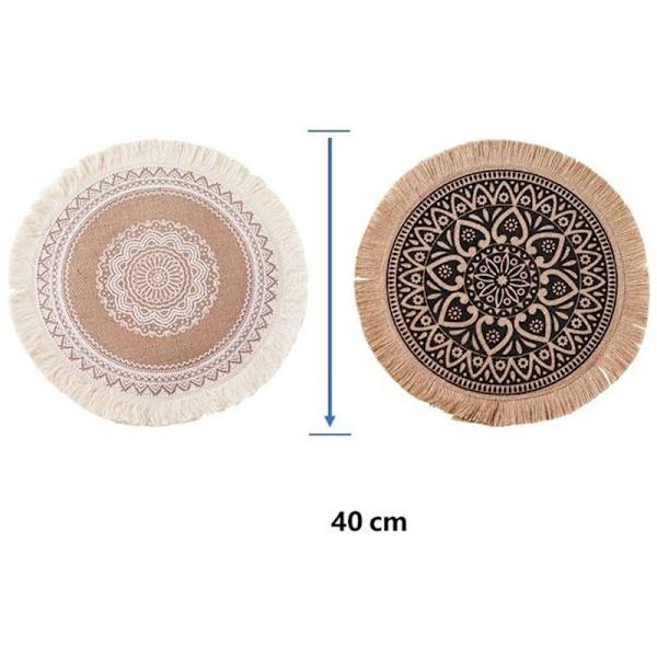 4 stk. varmeisoleret spisebordsmåtte, runde broderede dækkeservietter, skridsikre underlag, 40 cm, til køkken og boligindretning, sort