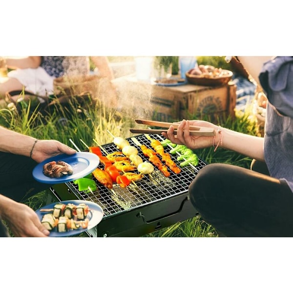 Bærbar Kullgrill for 2-6 Personer, Bærbar Foldbar Kullgrill i Stål for Piknik, Reise, Terrasse eller Bakgård Camping (43 x 29 x 23cm)-D