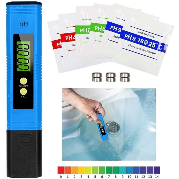 Digital Ph-måler, Digital LCD-vandkvalitetstester, måleområde for 0-14 Ph, 0,01 Ph-nøjagtighed, til drikkevand, akvarier, hydroponics, P