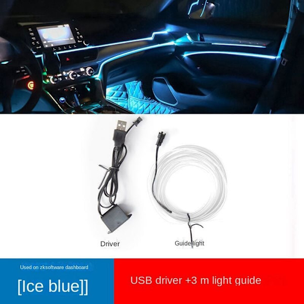 In-Car Ambient Light USB Bil Kallt Ljus LED Utan Brytlinje Modifiering Ambient Light (Blå)
