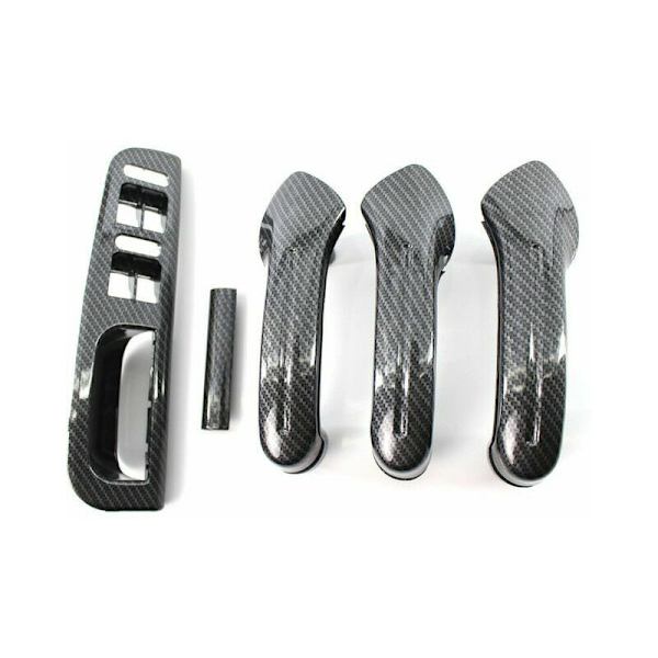 Car Carbon Grain Master Window Switch Control Panel Trim Bezel + 3 Interior Door Handle Set for VW Jetta Golf MK4 1999-2004 - Carbon