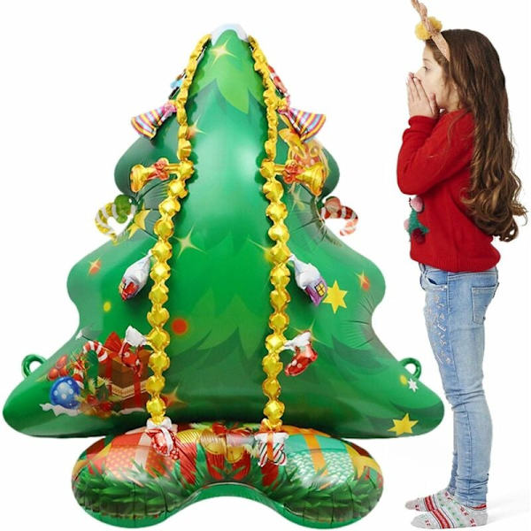 Uppblåsbar juldekoration tomte med ren släde dekor för julfest inomhus utomhus trädgård gräsmatta uteplats julafton