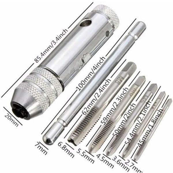 5PCS Hand Taps Vänster Vrid med Gångjärn T-Typ Tap Gångjärn Hand Ratchet Tap Nyckel
