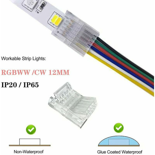 5 x 6-polet 12mm LED-stribe til RGB CCT-trådforbindelse Trådløs loddefri adapterterminalforlængerforbindelse til flerfarvede LED-striber 12V 24V