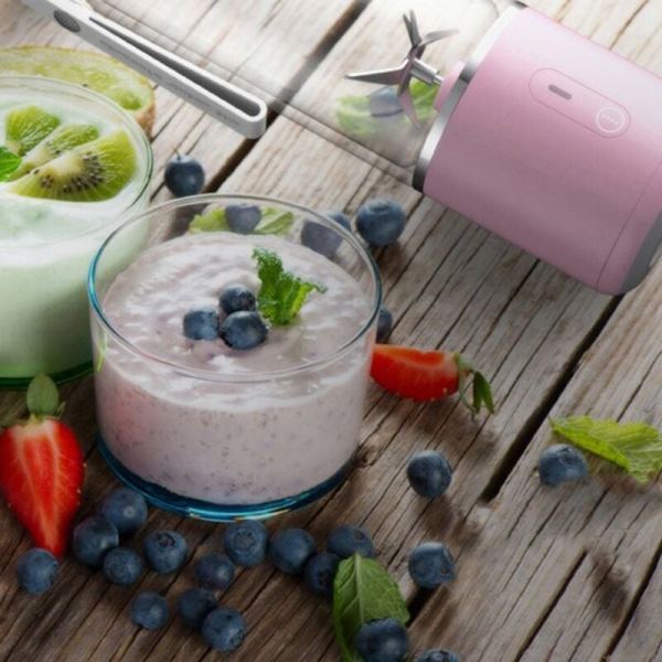 Elektrisk Glas Fruktjuicepress Mini Bärbar Smoothie Maker Blender Blender USB Laddningsbar för Resor, Gul
