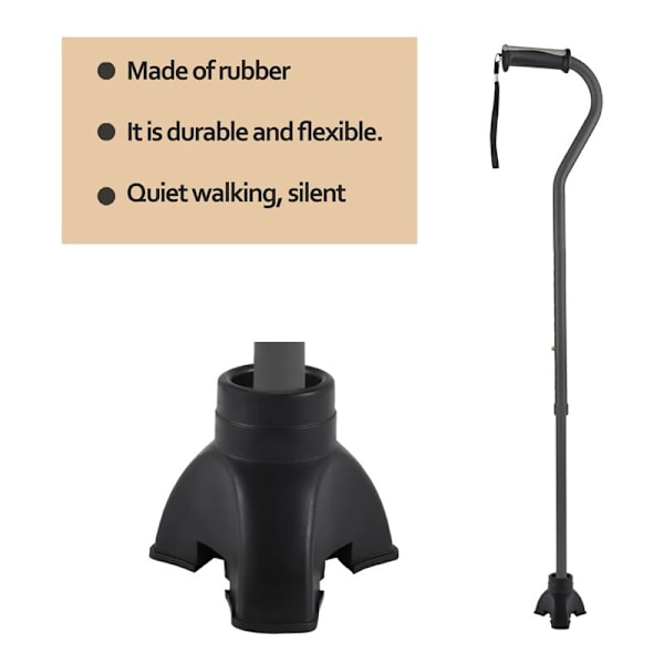 2X Gåstok Tripod Stok Spids Selvbærende Gummi, Skridsikker Bund