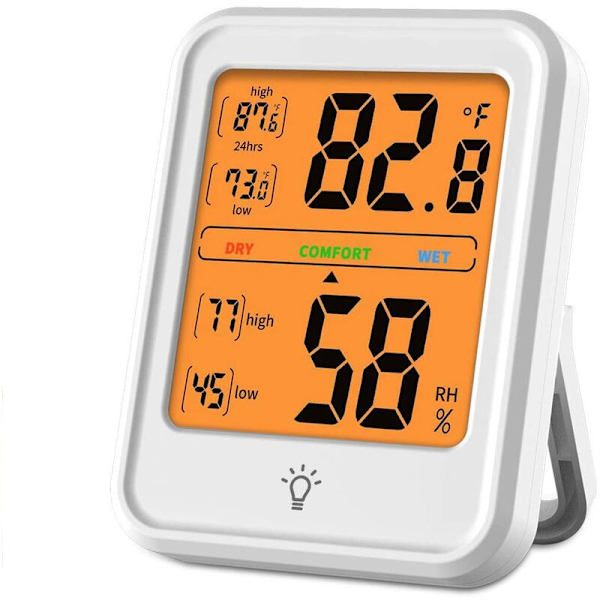 Digital Inomhus Hygrometer, Precision Termometer, Temperaturmätare, Luftfuktighetsmätare med Bakgrundsbelysning för Hem, Kontor, Växthus