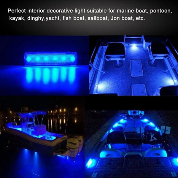 6 stk LED båt interiørlys Marine Courtesy Strip Light Deck Transom Cockpit Navigasjon Belysning