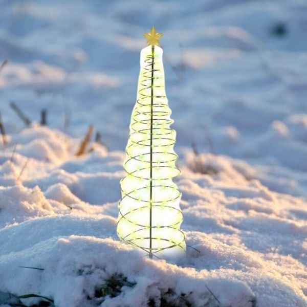 Solcellsdriven LED-julgran, Metalljulgransbelysning, Inomhus- och utomhusjulgransbelysning, Dekorationssträngljus, Semesterdekoration, Miljövänlig G