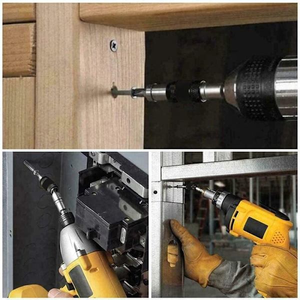 1/4 magneettinen ruuvitaltan kärki, magneettinen kääntyvä poranterän pidike, 20 asteen taitettava magneettinen poranterän jatko-osa 3 kpl sarjat musta