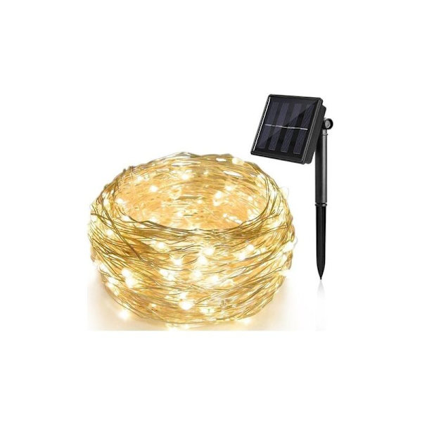 Valkoiset 1-pakkauksen 1200 LED-aurinkoketjuvalot, vedenpitävä kuparilanka 8 valaistustilaa Aurinkokirkkaudet puutarhaan, terassille, puuhun, juhliin, häihin (