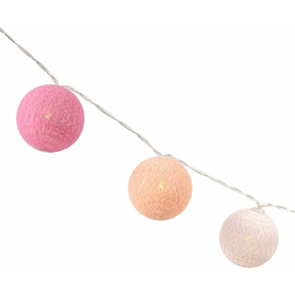 3m Fairy Lights med 20 Färgglada LED-Klot - Batteridriven, Perfekt för Jul eller Bröllop i Rosa Färger