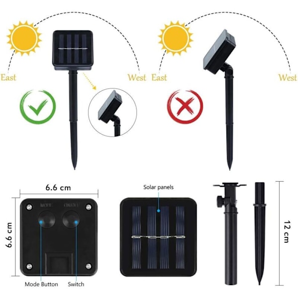 Udendørs Solcelledrevne Feelygter 12M 100 LED Varmt Hvid Feelygter med 8 Tilstande & Vandafvisende IP65 Dekorativ Lampe Ideel til Hjem, Have, Festival, Jul