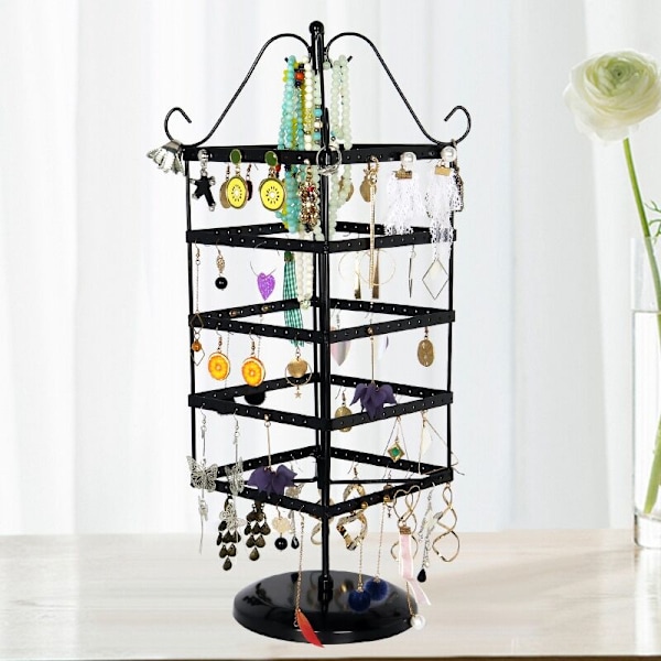 5-delt Metal Øreringsholder Organizer ​​Niveauer, Elegant Halskæde Display Stativ, 240 Huller til Øreringe