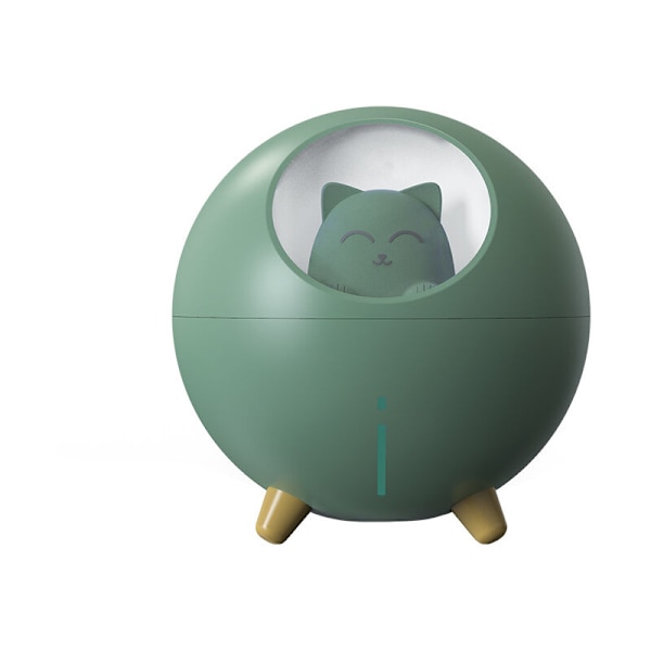 Katt husdjur multi-mode färgglad LED nattlampa liten mini spray USB luftfuktare skrivbordskontor tecknad atmosfär ljus dekompression gåva, grön