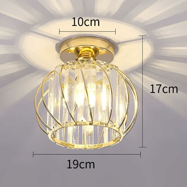 Moderne Krystal Loftlampe E27 LED Mini Krystal Lysekrone Loftlampe til Køkken Spisestue Soveværelse Gang Indgang (guld)