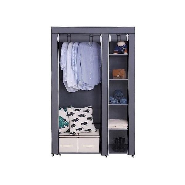 67\" Bärbar Klädgarderob med Ovävd Tyg och Hängstång Snabb och Enkel Montering Grå - Modular RWDressing