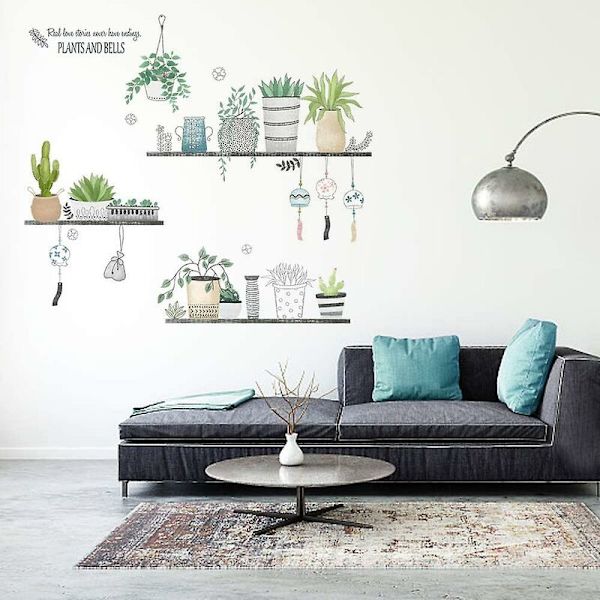 Färsk växt tapet självhäftande sovrum väggdekaler varm barnkammare layout väggdekaler dekoration-Sunny