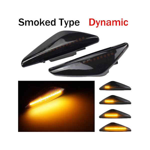 2 stk. Bilrøg Dynamisk LED Side Markørlys Blinklys til X3 F25 X5 E70 X6 E71 E72 2008-2014