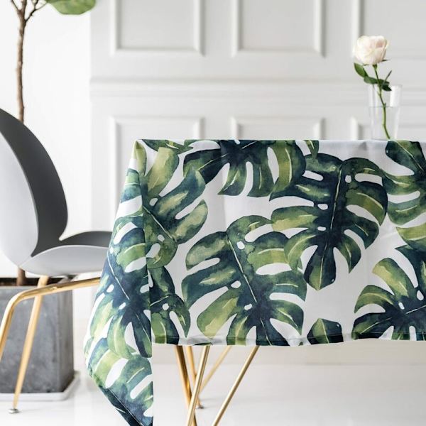 Dugdugsplanter Monstera Palm Grøn Blad Rektangulær Pastoral Haver Dug Vaskbar Pleje Resistent Plet Resistent (55 × 98in/140 × 250cm)