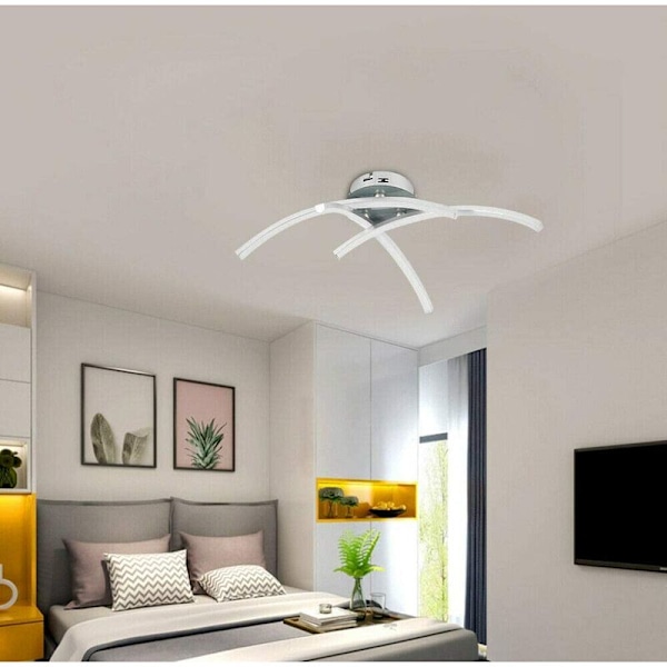 LED-kattovalaisin, moderni kaareva kattokruunu 3 kaarevalla valolla olohuoneeseen, makuuhuoneeseen, ruokailutilaan 18W (kylmä valkoinen)