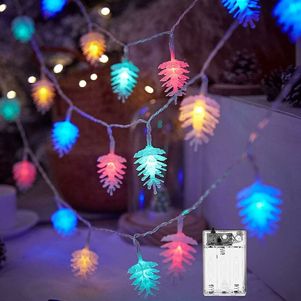Pinjekongler Lyslenke, 6M 40LED Julelys for Juletre, IP44 Vanntett Mini Innendørs Lysdekorasjon for Patio Hage Gjerder Trapper(