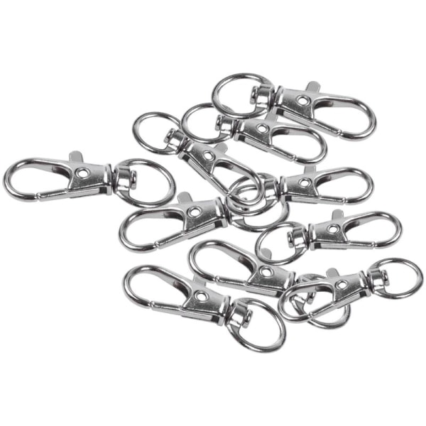 10 stk 30mm sølv metall karabinkrok, krok, nøkkelring
