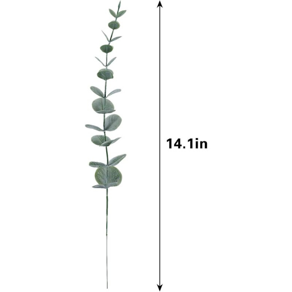 24 stk Kunstige Eucalyptusblader Stilker Ekte Grågrønn Berøring Grener for Hjem Kontor Bryllup Midtpunkt Bankett Blomsterdekorasjon