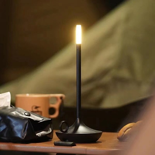 1800MAh Genopladelig LED-bordlampe Retro Touch Justering Bordlampe til Soveværelse Restaurant Dekoration Lys Sort