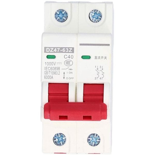 ,2P 1000V 40A Miniature DC-afbryder Solcelle-PV-system DC-afbryder Isolator DIN-skinnemonteret Afbryder DZ47-63Z C40 DC-afbryder