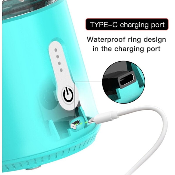 Bærbar elektrisk blender mini håndholdt frugtblender med 6 blade personlig USB genopladelig juicekop 500ML-A
