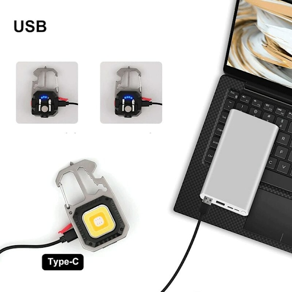 Sæt med 2 arbejdslamper, LED, 7 i 1, 6 watt, 800 lumen, vandtæt, type C, udendørs, med magnet, sort