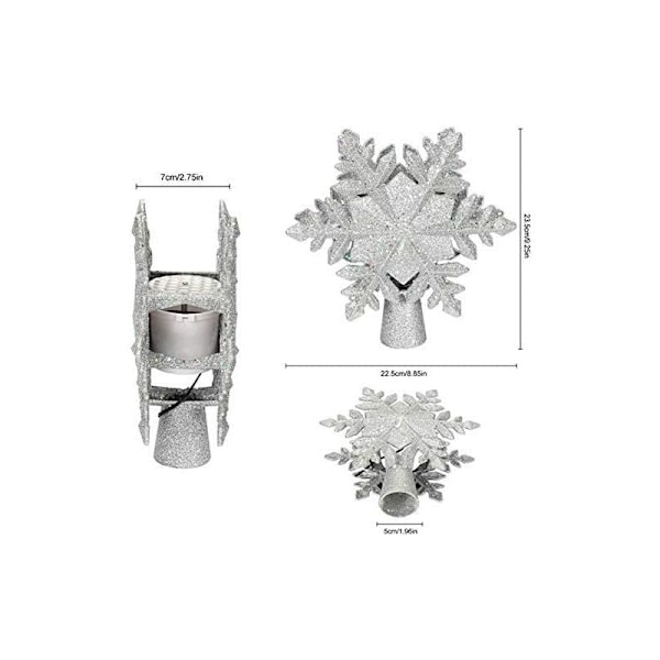 Stjerne Juletre med Hvit Snøflagg LED-Projektorlampe, 3D Roterende Stjerne Juletrelys for Juletre Toppdekorasjon, EU-Plugg