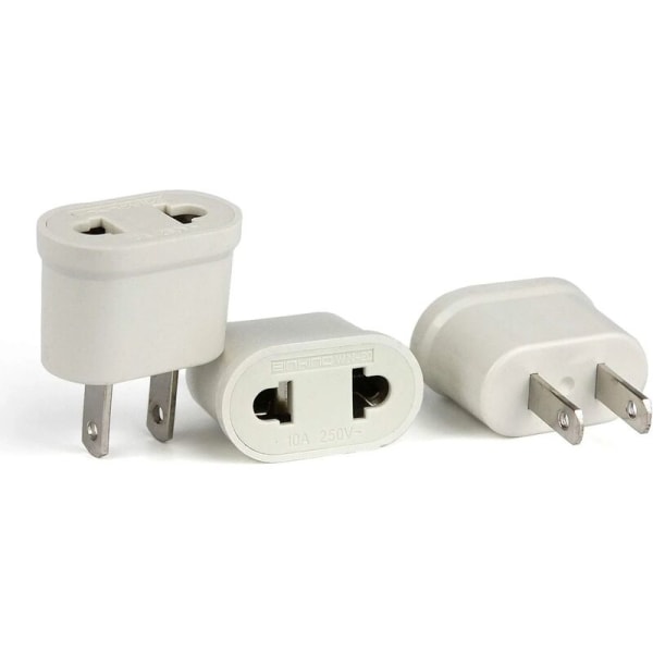 3PCS FR til US Adapter Converter Europeisk Plugg til Amerikansk Plugg for tilkobling av franske Frankrike Europa-apparater til USA til Japan Canada Thailand Taiwan