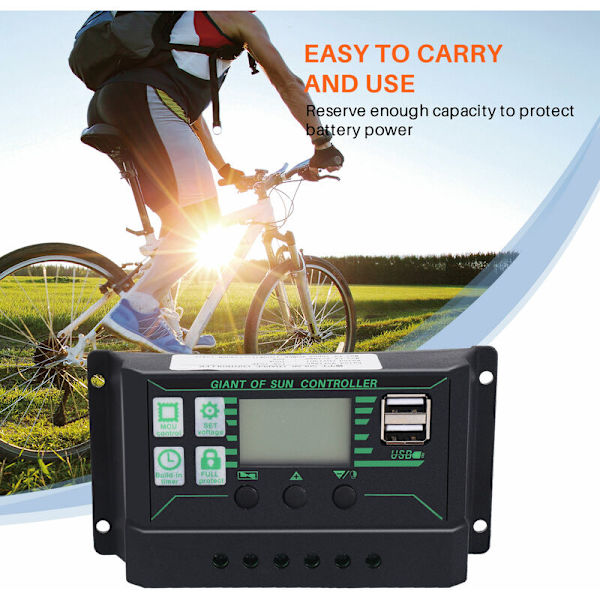 30W Solcellepanel Bil Van Båd Campingvogn Autocamper Drypbatteri 12V Batterioplader med 100A Regulator